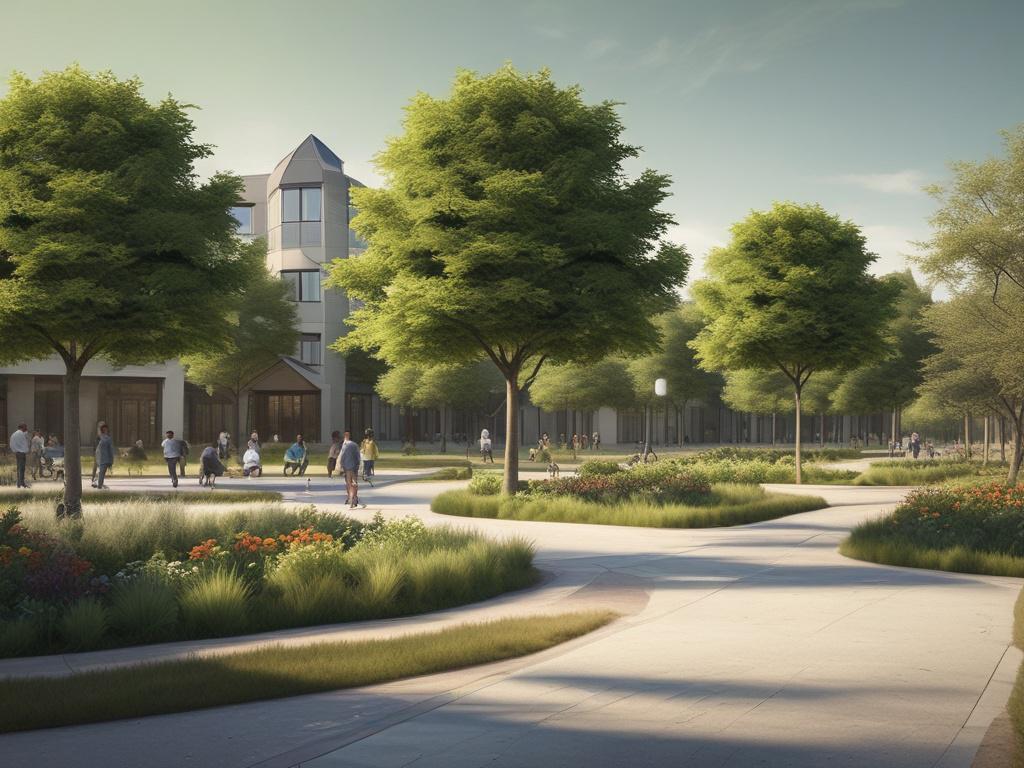 urban park, community hub, green space, recreational facilities