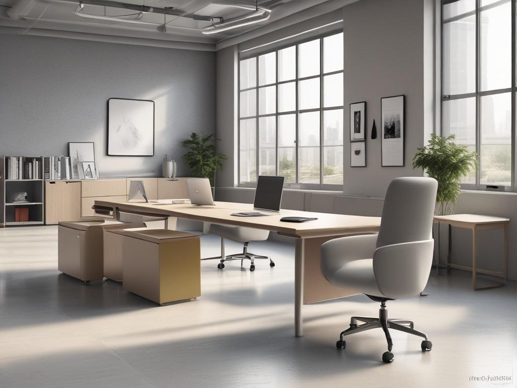 modern office, contemporary design, open workspace, ergonomic furniture