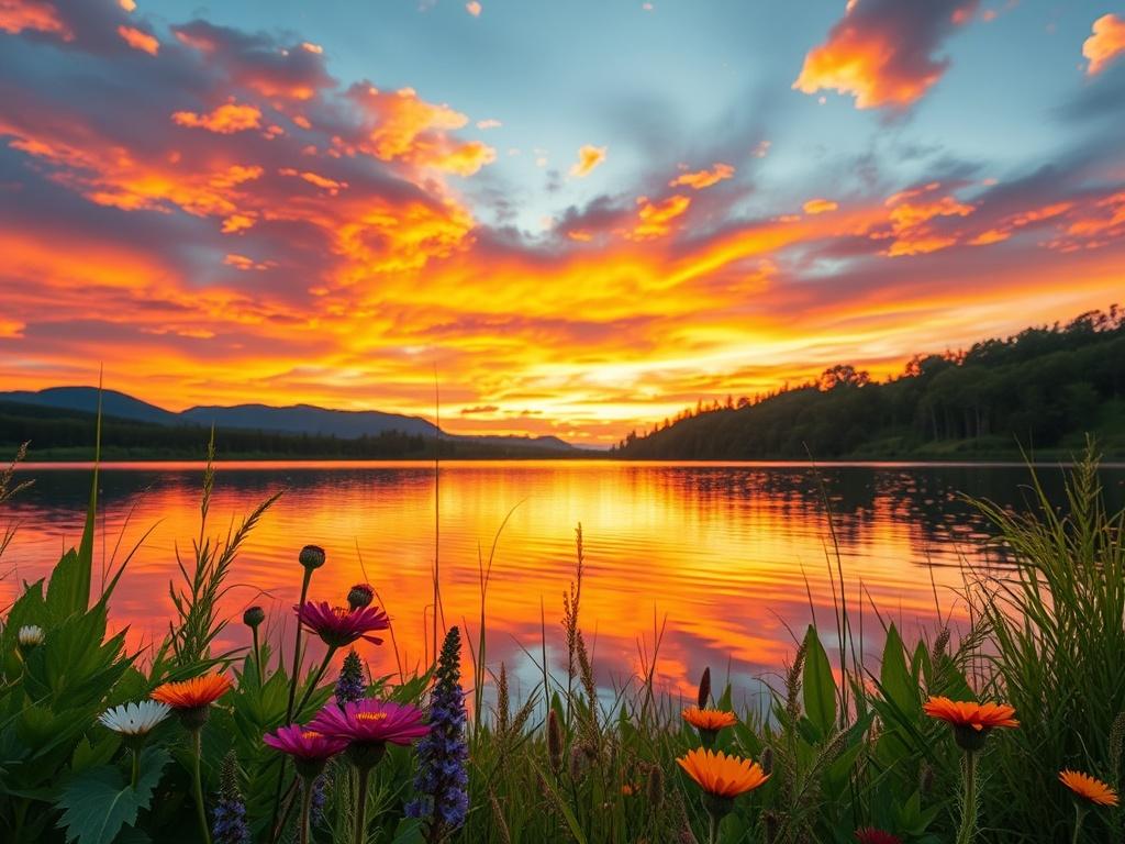 A breathtaking close up of a vibrant sunset over a
