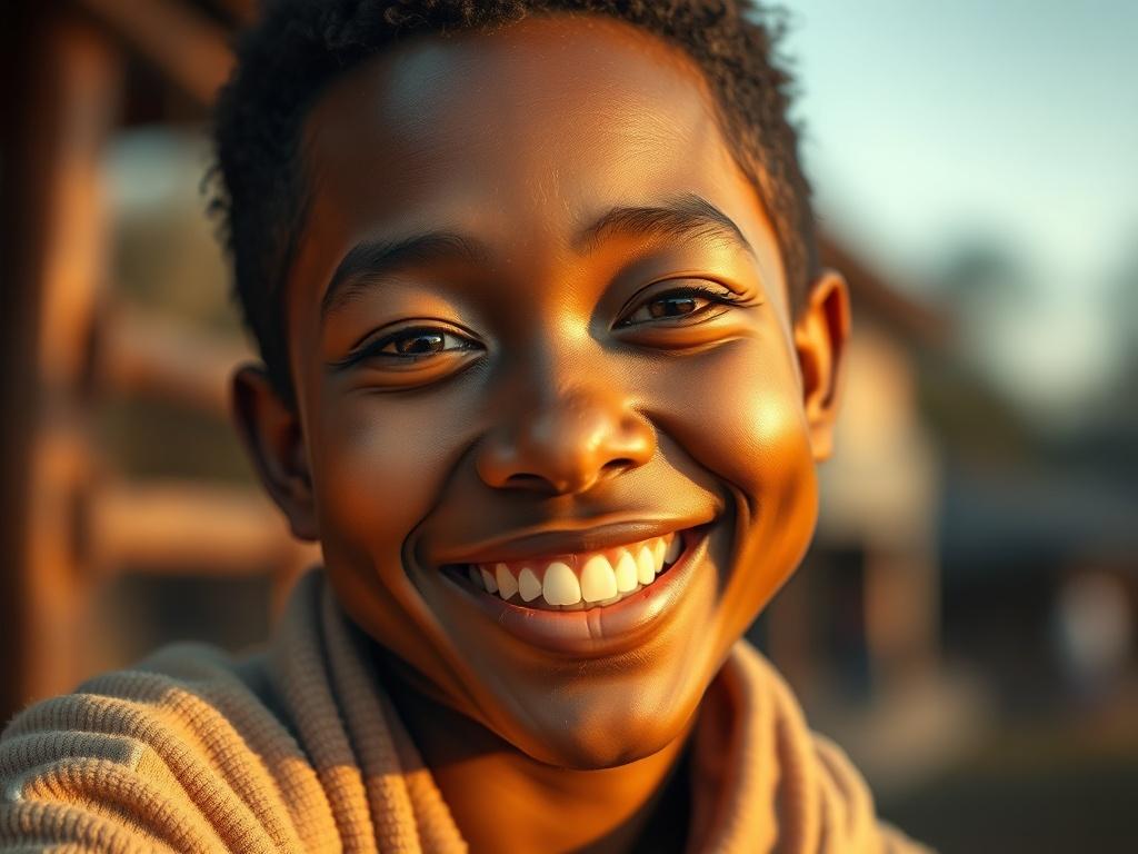 A close up shot of a person smiling, capturing their