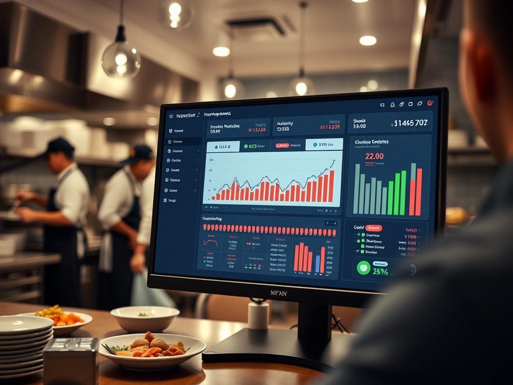 A close up shot of a restaurant's inventory management dashboard