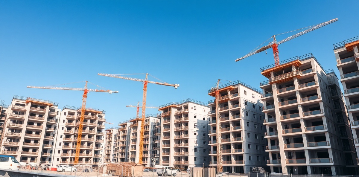Baustelle mit Mehrfamilienhäusern