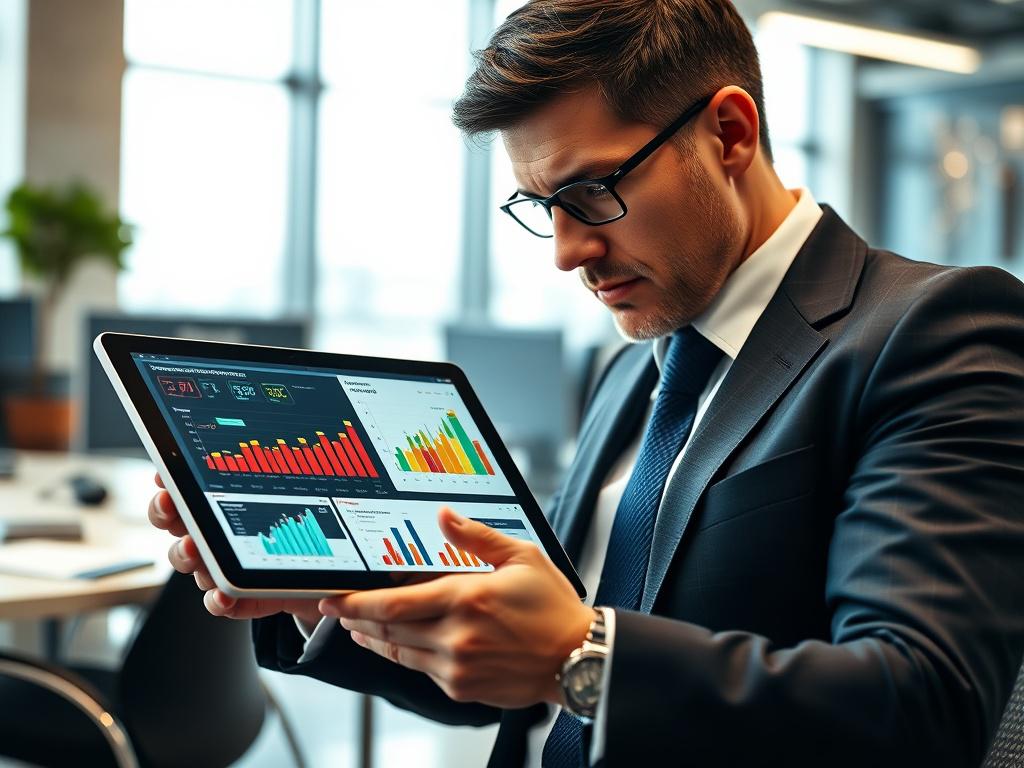 A close up shot of a business professional analyzing performance