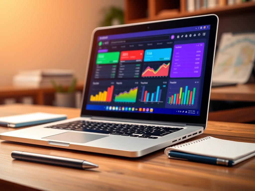 A close up shot of a laptop displaying a vibrant