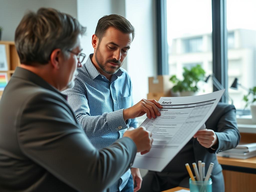 A hyper realistic close up of a tax advisor explaining