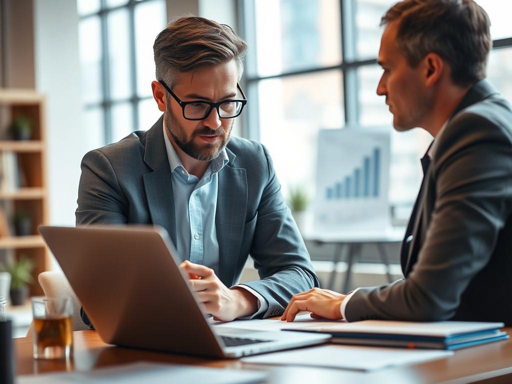 A close up shot of a professional consultant discussing financial
