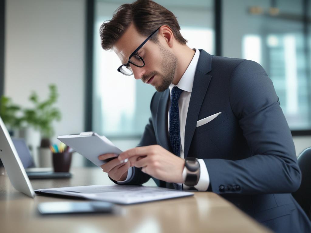 A close up shot of a confident business professional analyzing