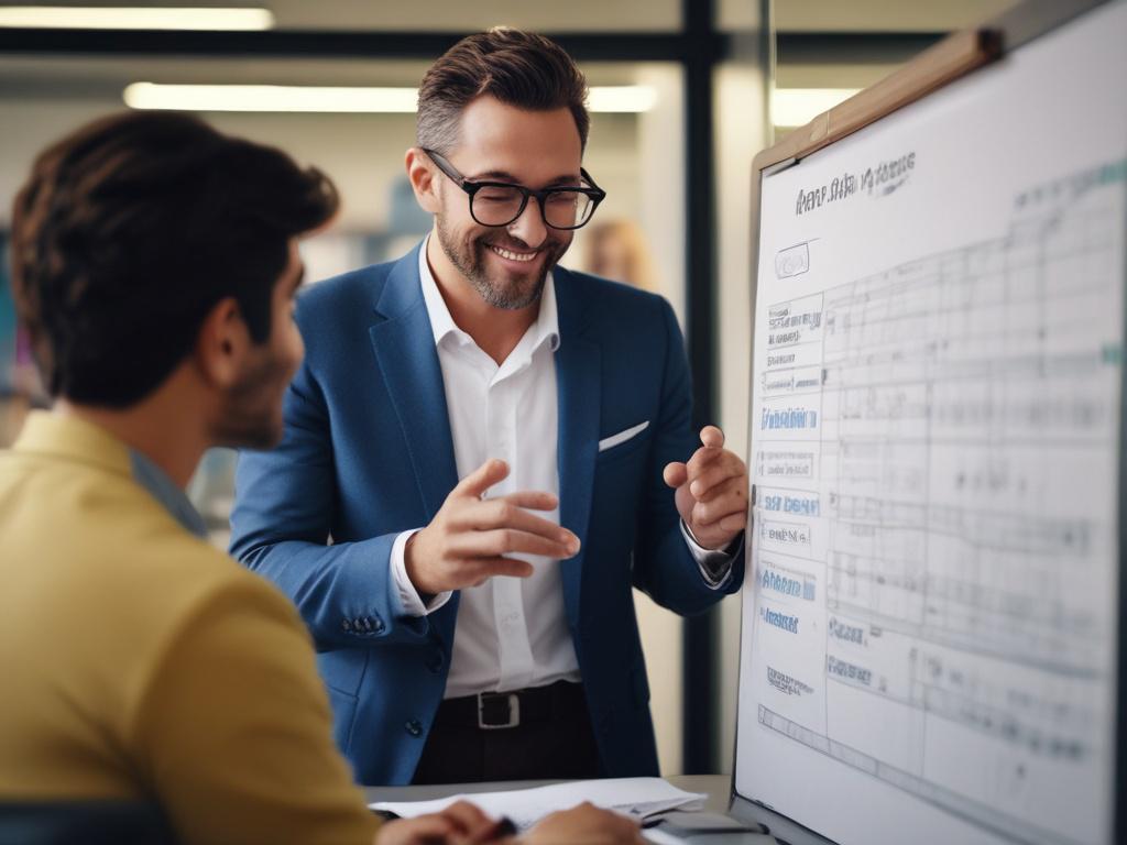 A close up shot of a business consultant presenting growth