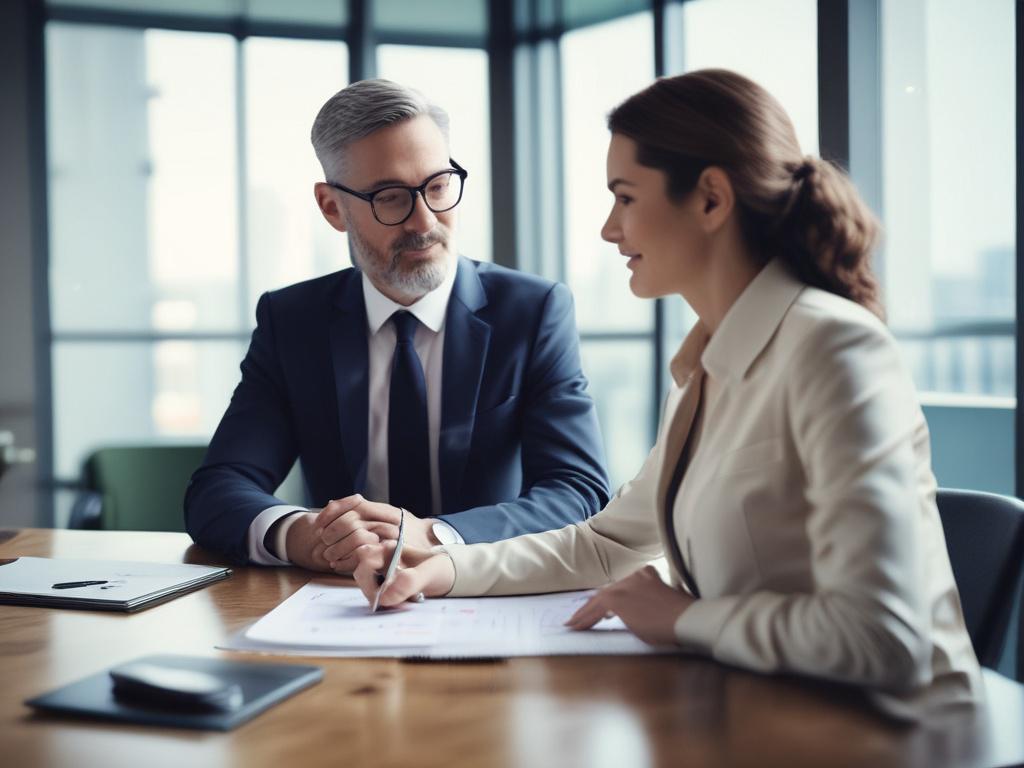 A close up shot of a financial advisor discussing investment
