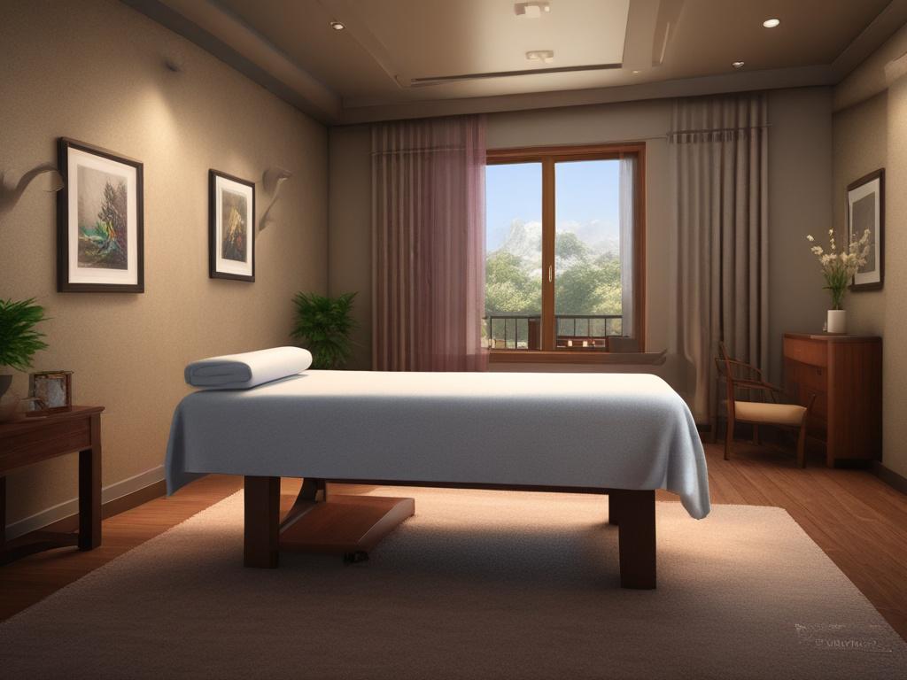 An inviting and tranquil massage room with soft lighting and