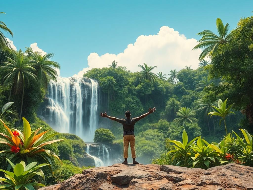 Create a realistic high resolution of a vibrant Ghanaian landscape