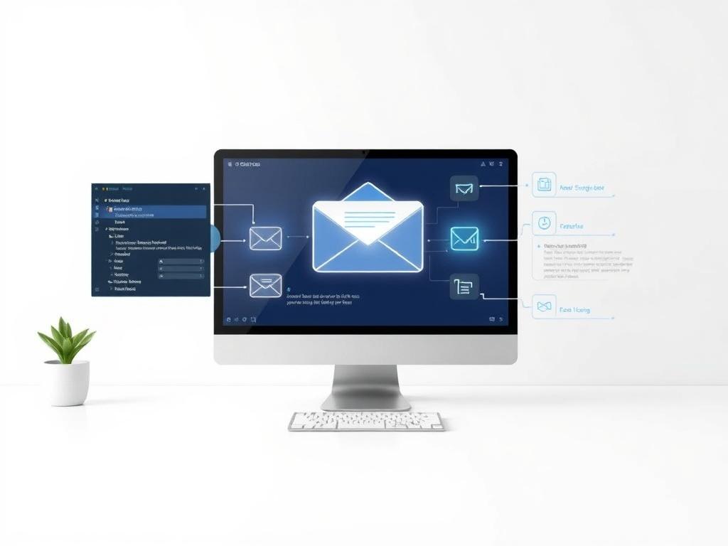 A sleek, modern design showcasing an automated email system in