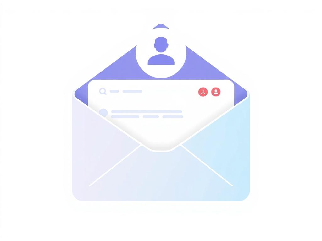 A clean and minimalistic illustration of a single email inbox with an AI assistant icon, showing drafts and categorization labels in a soft pastel color palette. The background should be simple and white, emphasizing the modern and elegant style.