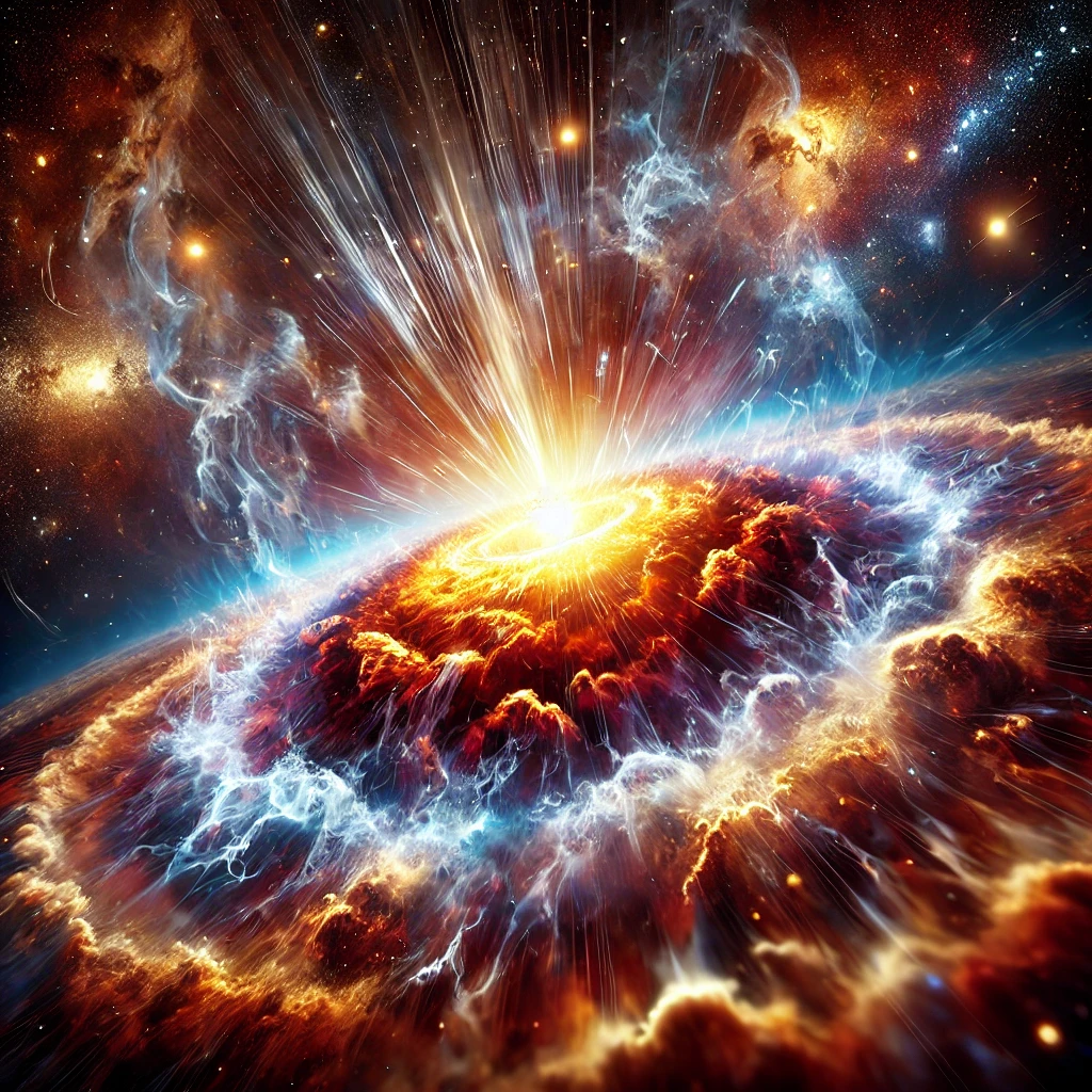 dall·e 2025-03-03 21.04.43 - a hyper-realistic depiction of the big bang, showing the birth of the universe. a massive explosion of energy and light expands outward, with swirling.webp