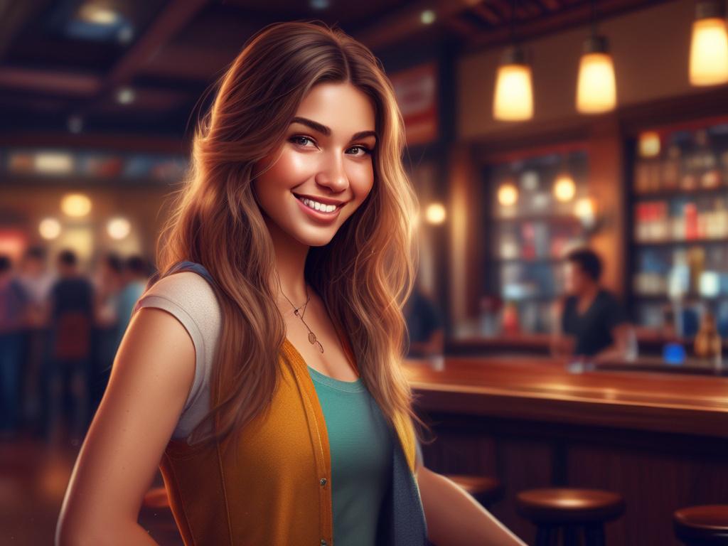 A vibrant and youthful college student escort standing in a
