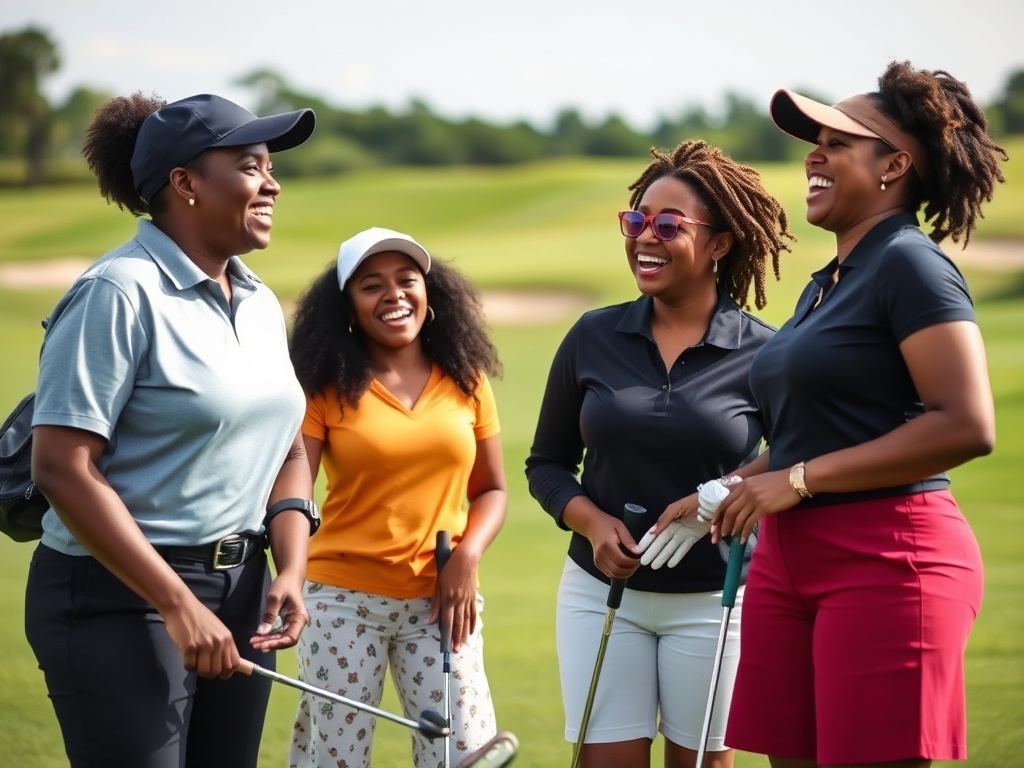 Black women golfing and enjoying community