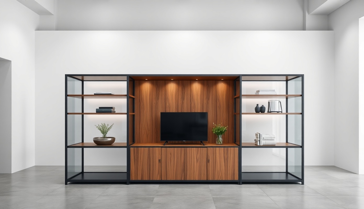 Custom-built metal and wood case goods