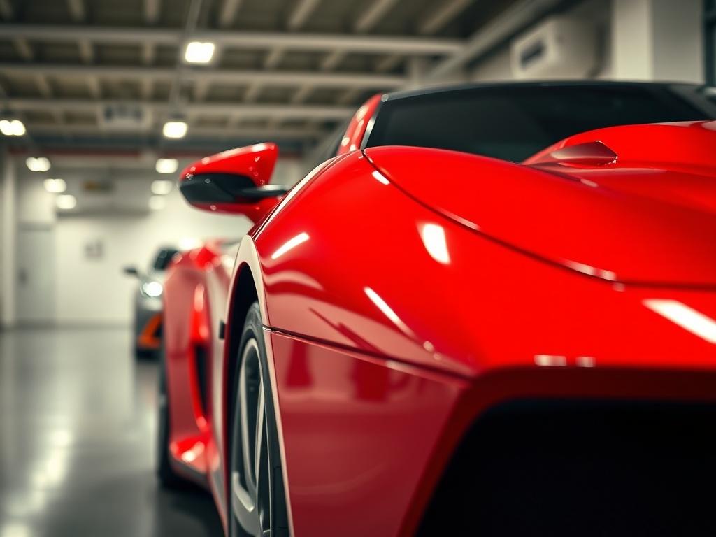 A close up shot of a high end luxury car