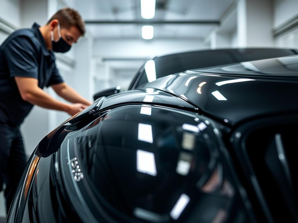 A stunning close up shot of a luxury vehicle being