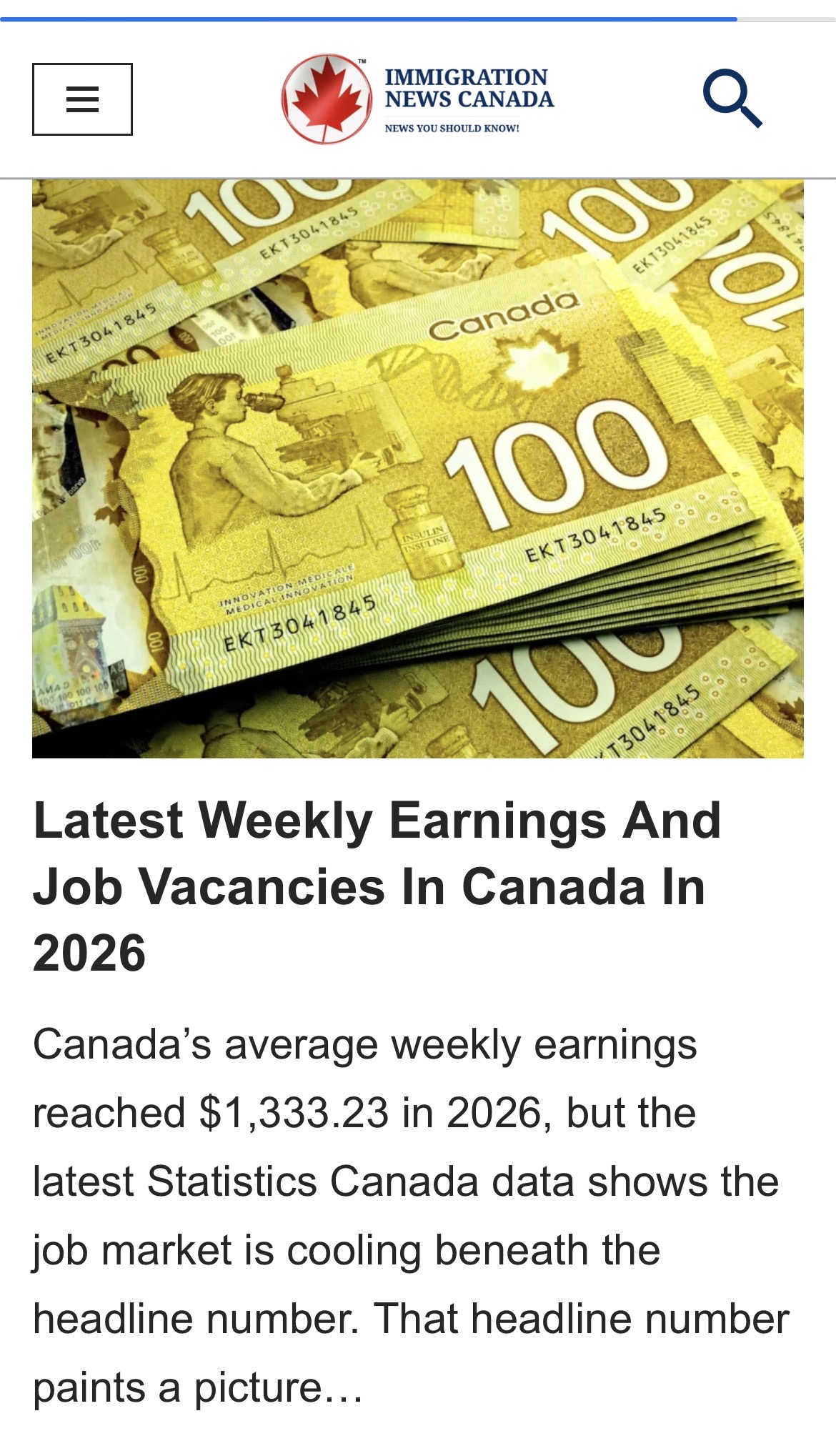 Latest Weekly Earnings And Job Vacancies In Canada In 2026