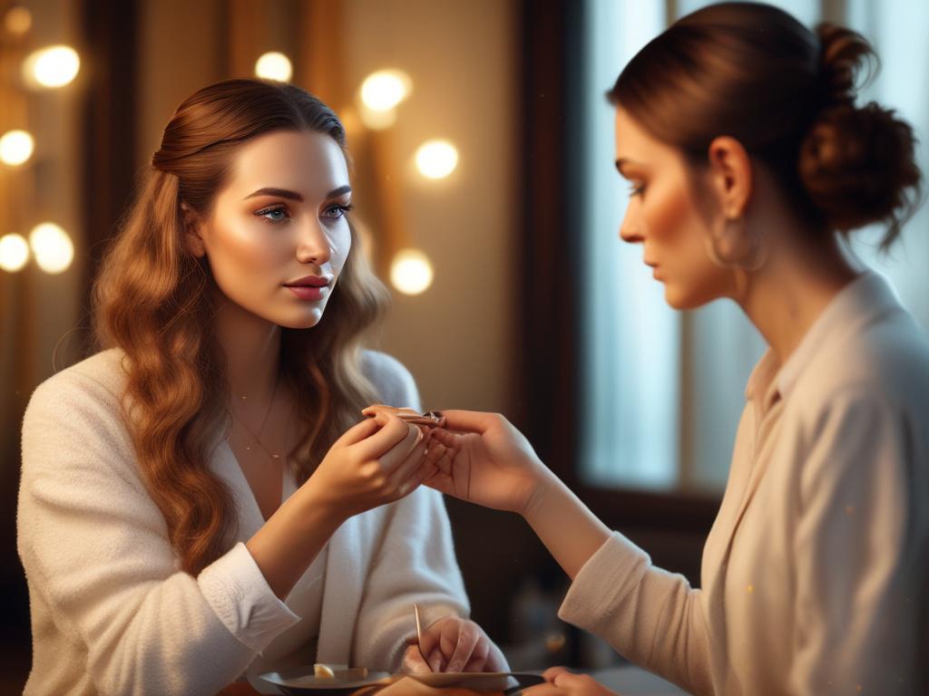 realistic high resolution of a makeup artist applying makeup on