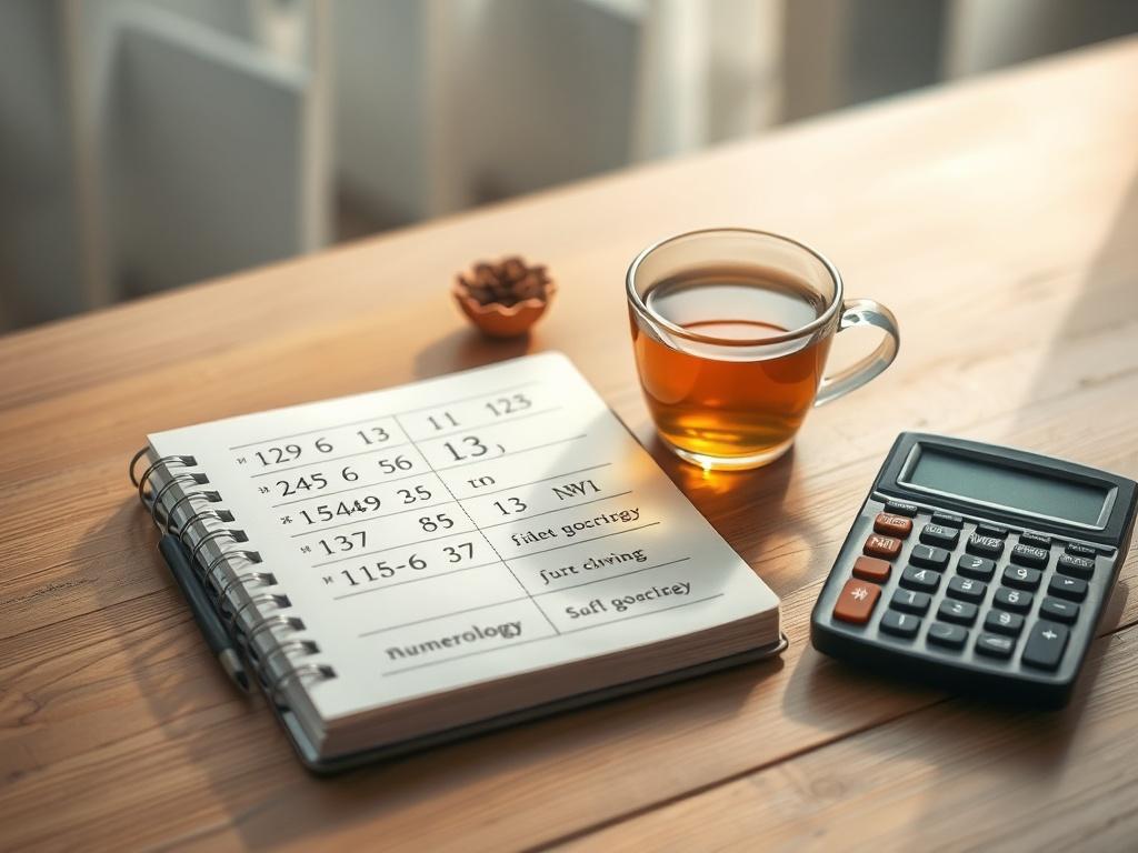 A calming numerology session featuring a notebook with numbers and