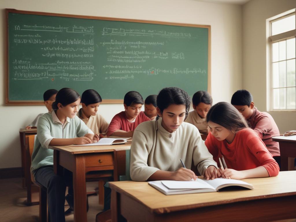 Vedic Maths, teenagers learning, focused classroom