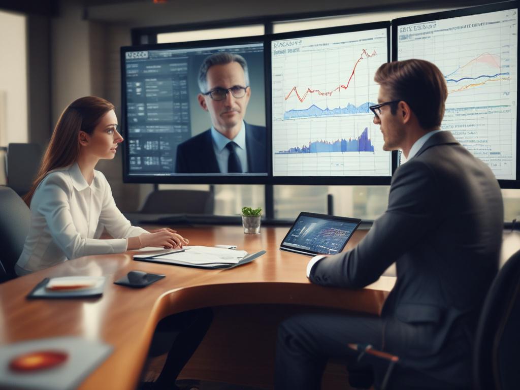 A hyper realistic image of a wealth manager analyzing investment