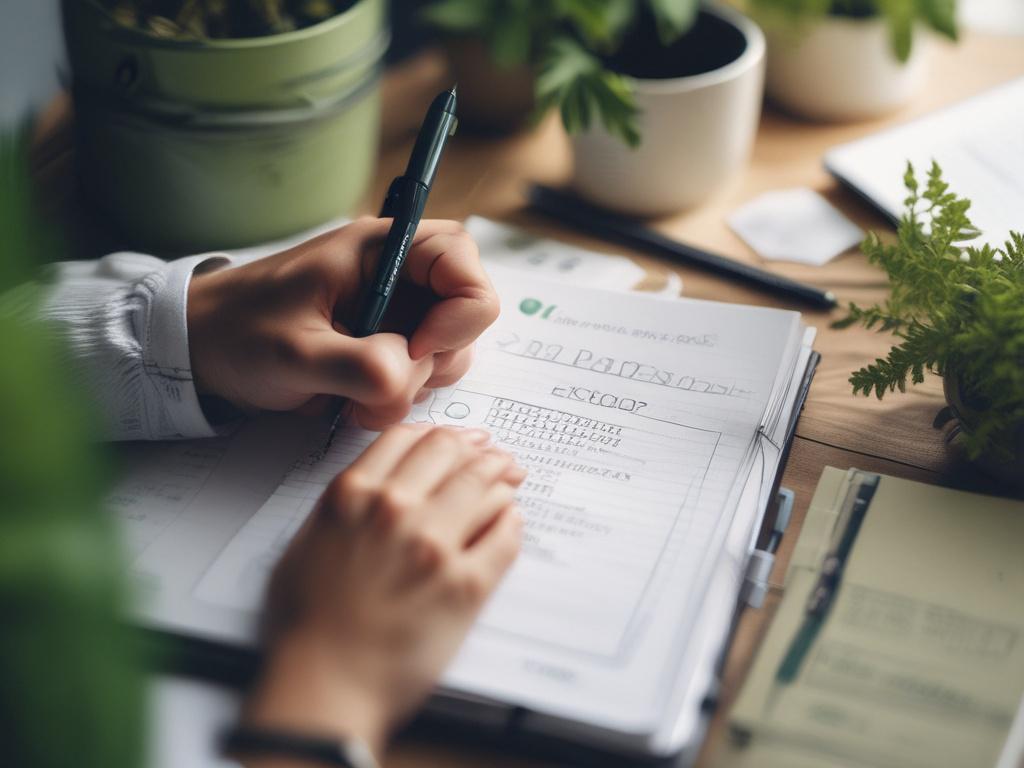 A close up shot of a person writing financial goals