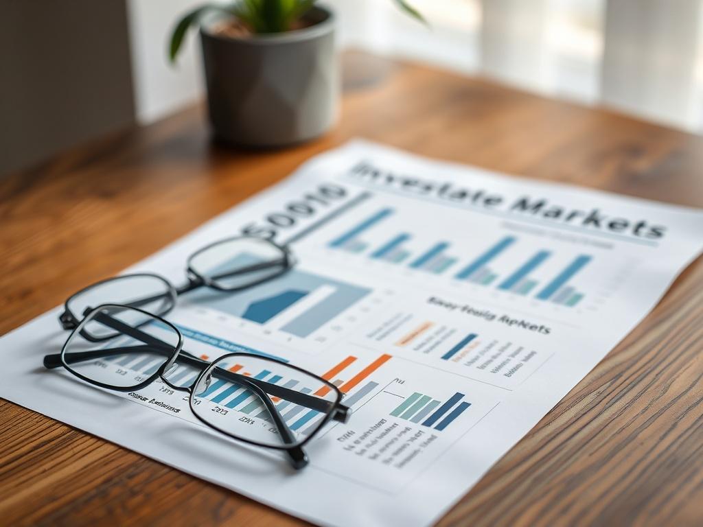 A close up shot of a real estate market report