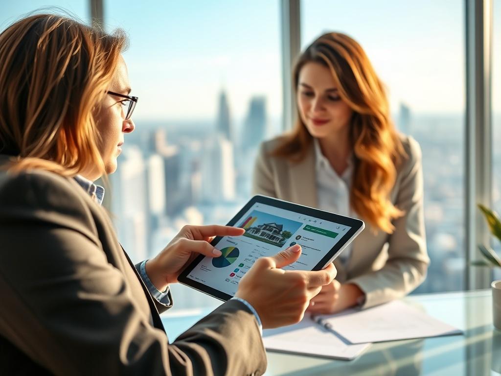 A close up shot of a real estate advisor pointing