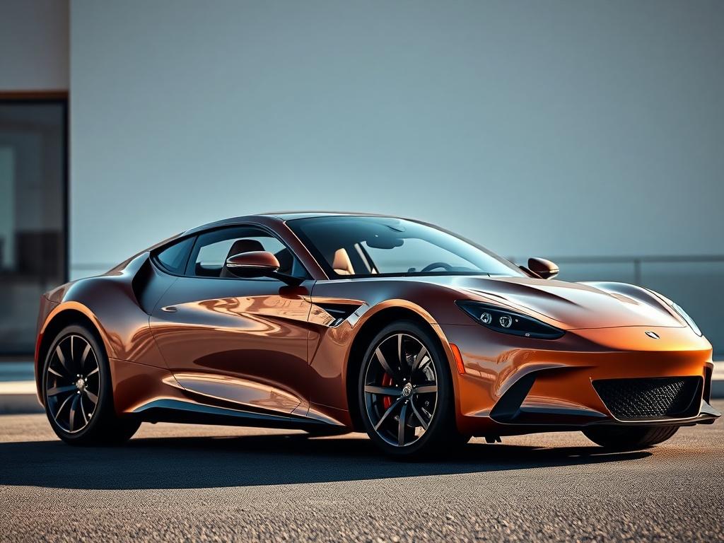 **Prompt for AI Image Generation:**

Create a realistic high-resolution photograph showcasing a stunning luxury vehicle, ideally a sleek, high-end sports car, parked elegantly against a simple and sophisticated backdrop. The subject should occupy the center of the frame, allowing for an unobstructed view of the vehicle’s exquisite details—shimmering paint, luxurious leather seats visible through the windows, and striking wheels. 

The setting should evoke a sense of exclusivity, incorporating elements like 