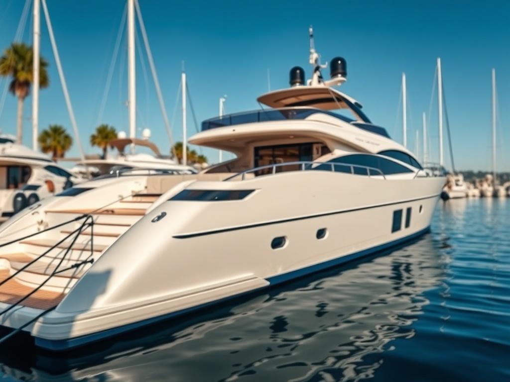 A close up shot of a luxurious yacht docked at