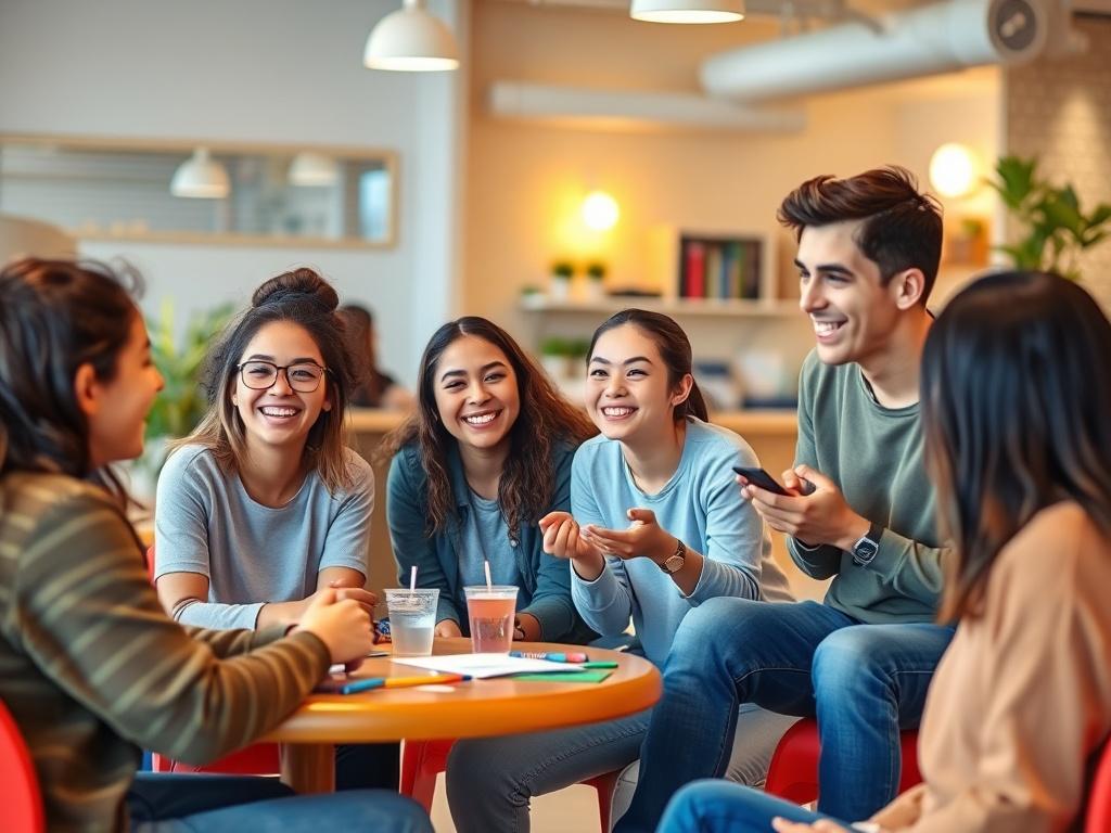 A vibrant common area where teens in foster care are