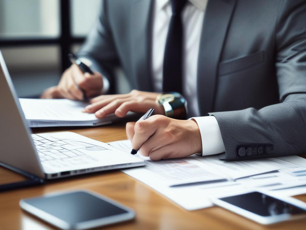 A hyper realistic close up shot of a wealth manager