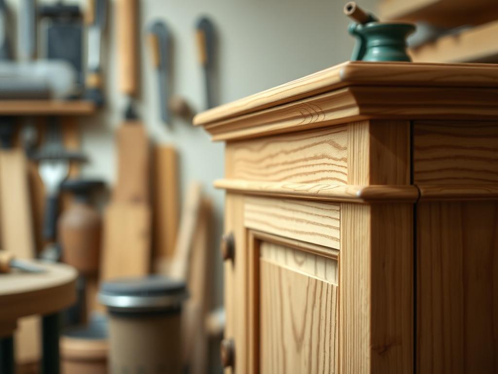 A close up shot showcasing intricate carpentry work, featuring a