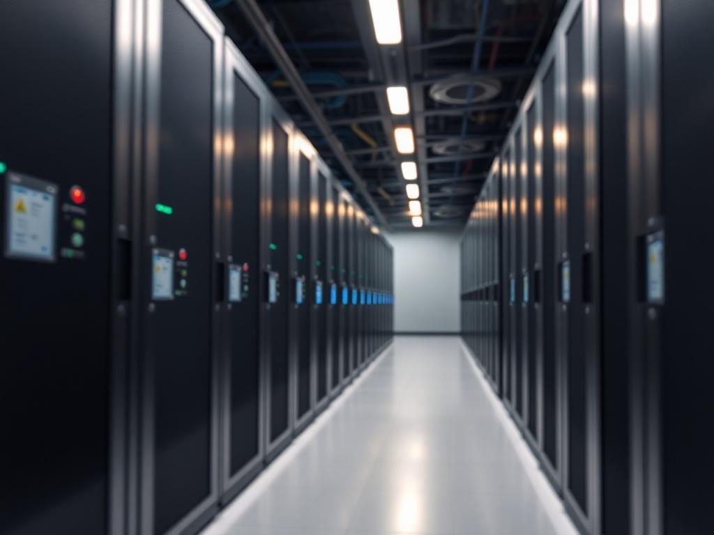 A sleek, modern GPU server in a well lit data