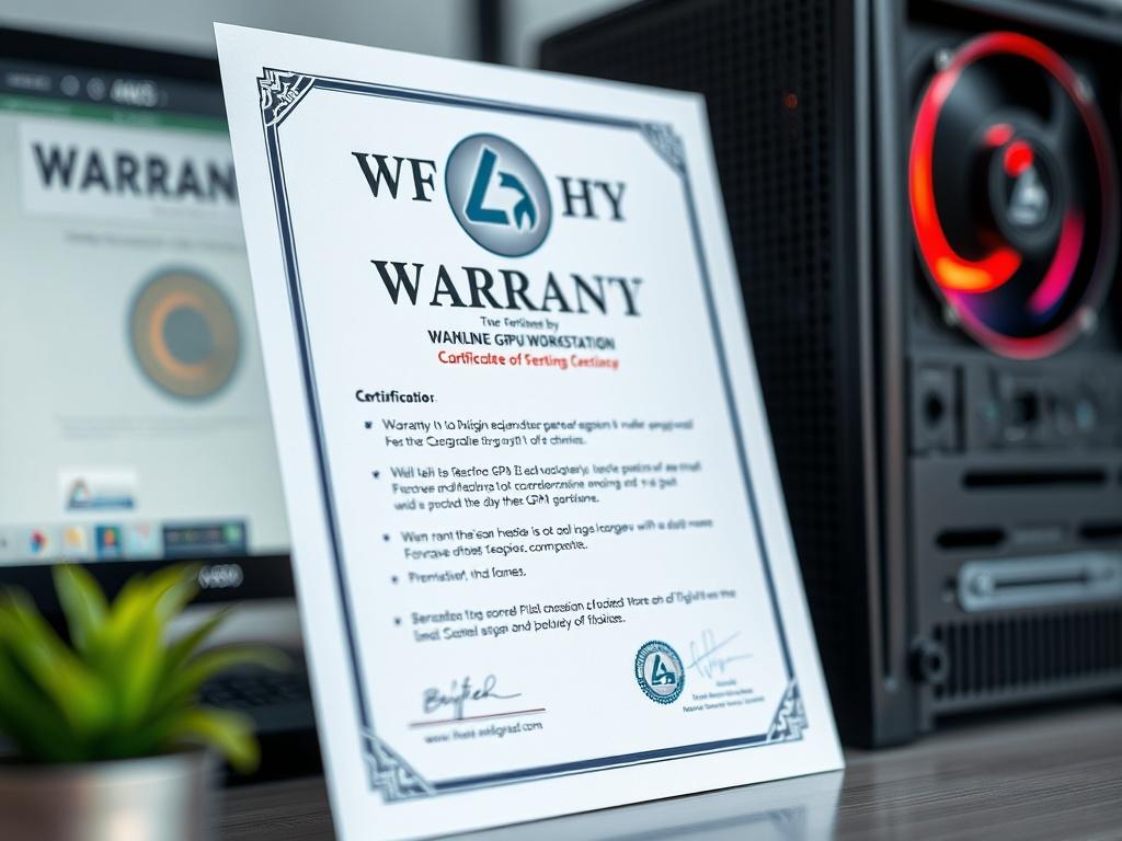 A professional image of a warranty certificate displayed next to