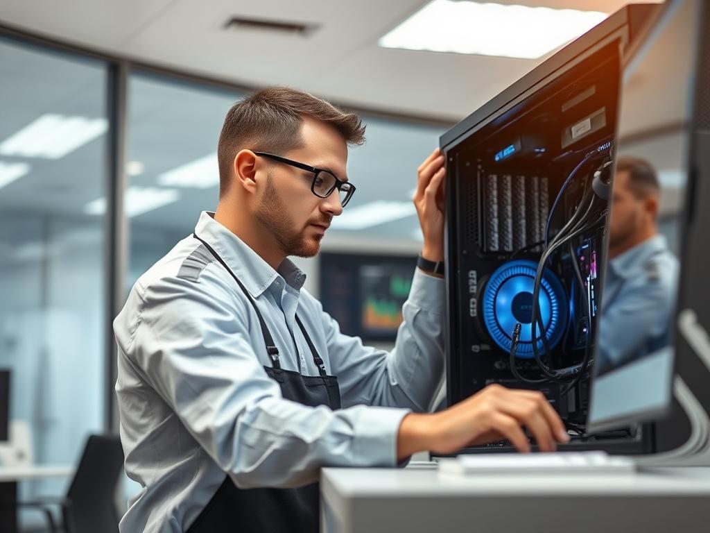 An image depicting a technician setting up a high performance