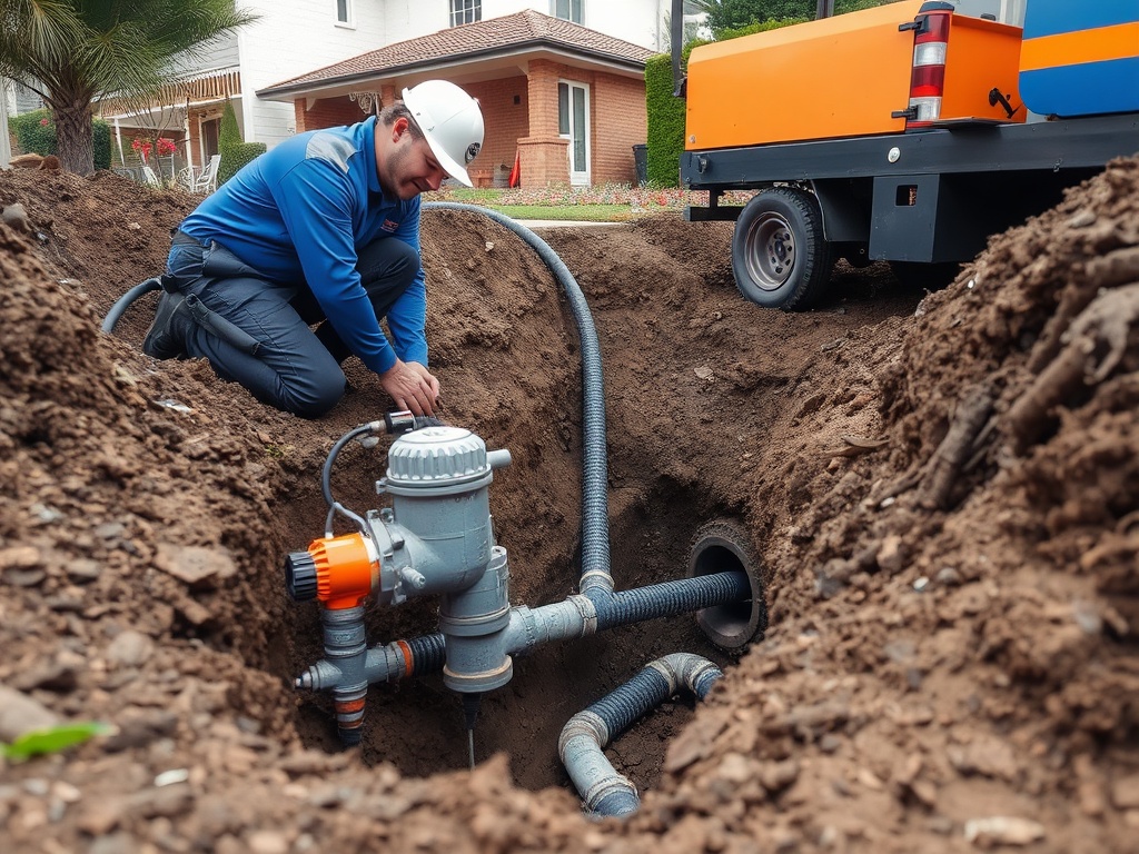Professional underground sewer repair work with licensed plumber and modern equipment