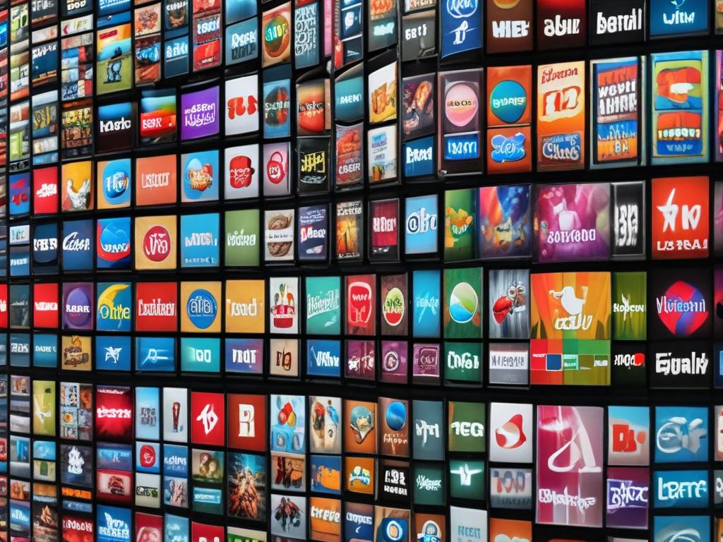 a close up shot of a TV screen displaying various