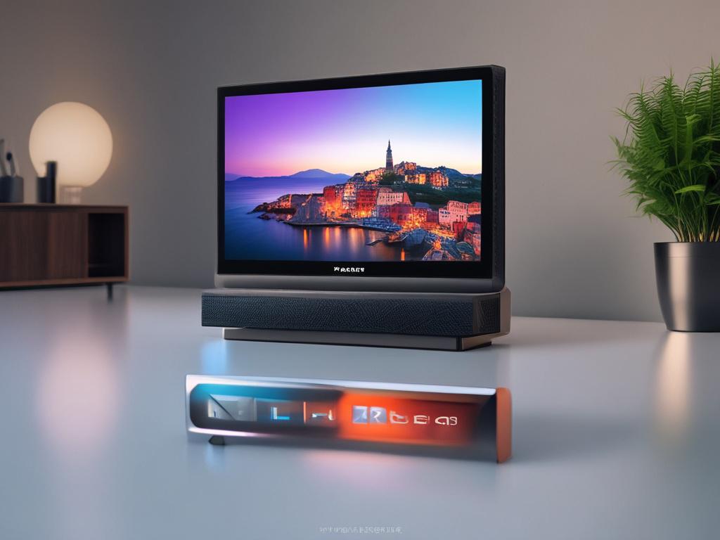 a close up shot of a modern IPTV device, hyper