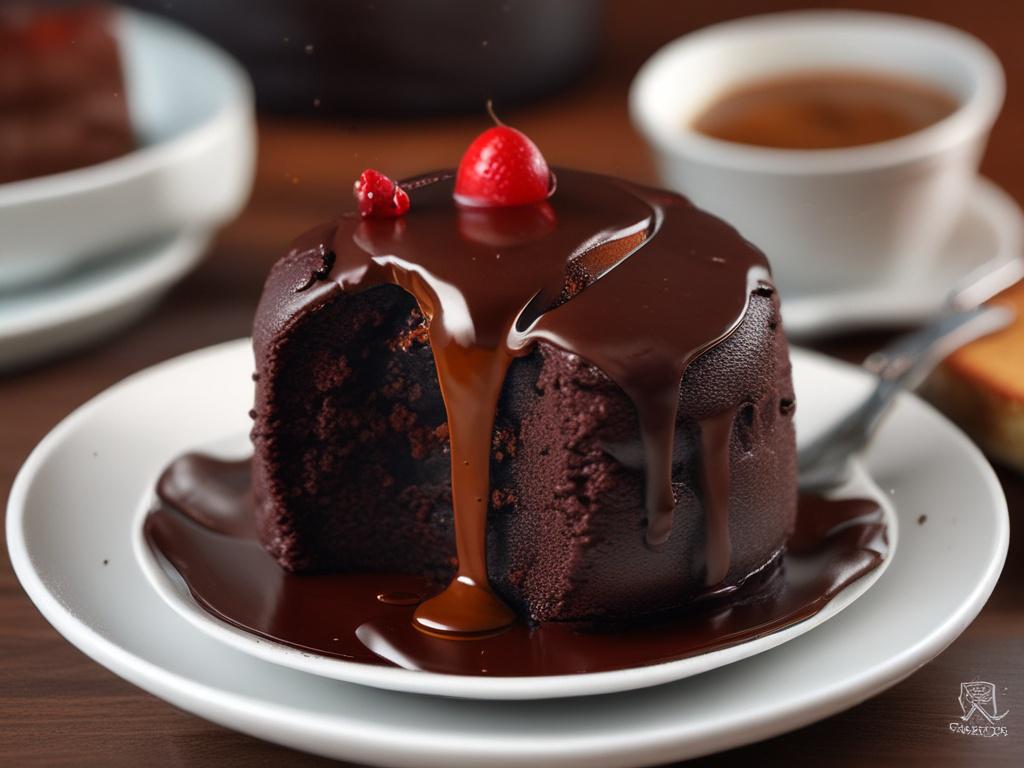 A close up shot of a decadent Chocolate Lava Cake,
