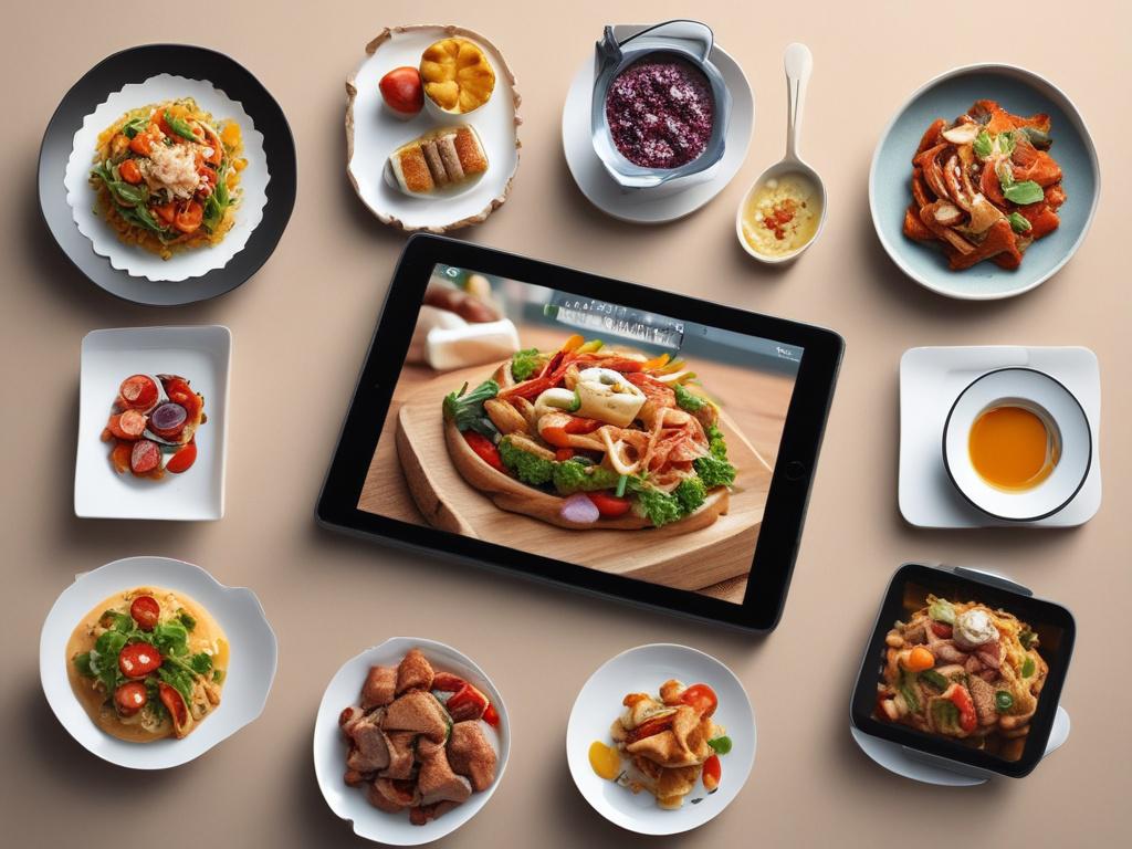 A close up shot of an immersive digital restaurant menu