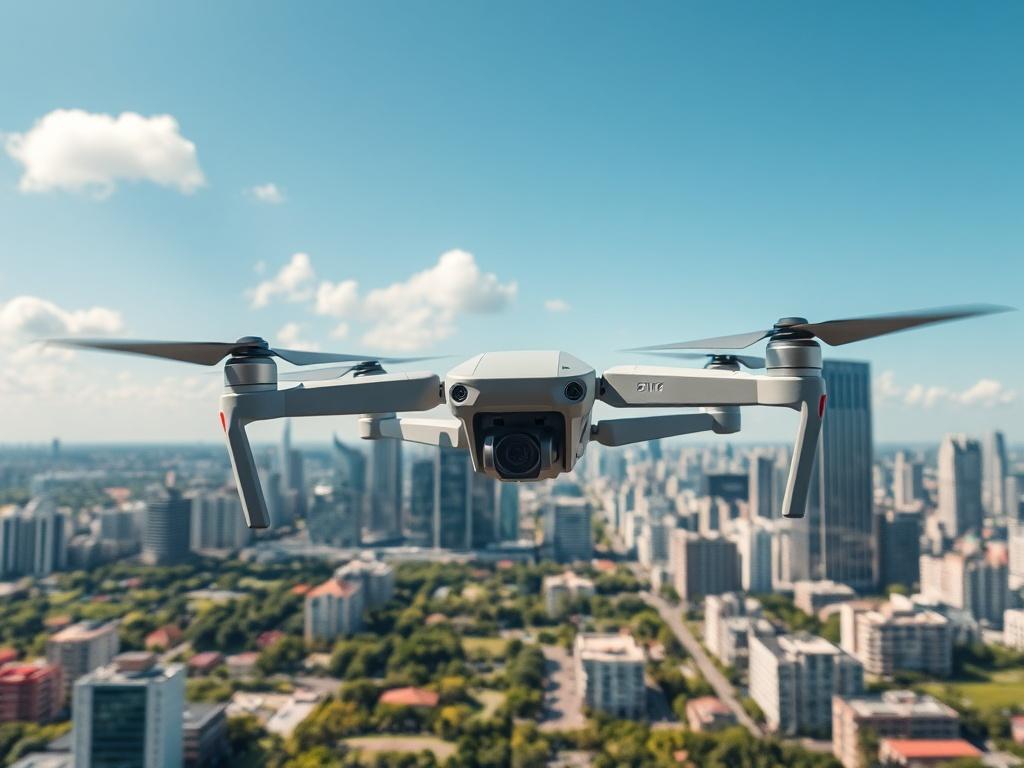 A high resolution image of a drone flying over a