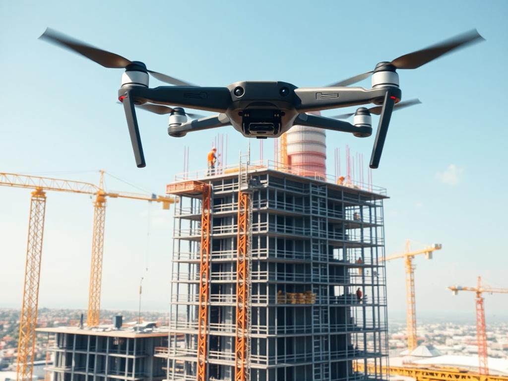 Aerial view of a construction site taken by a drone,