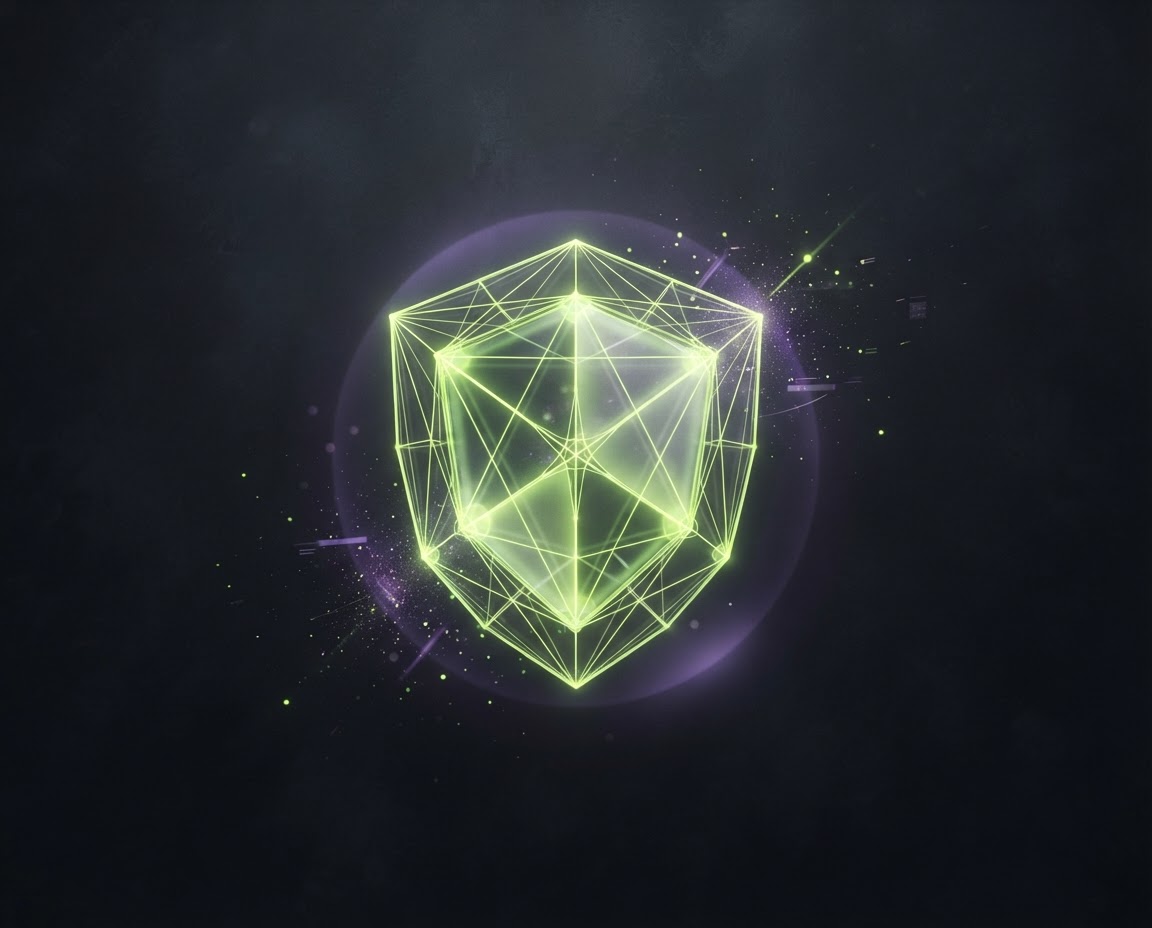 Glowing geometric shield representing crypto security