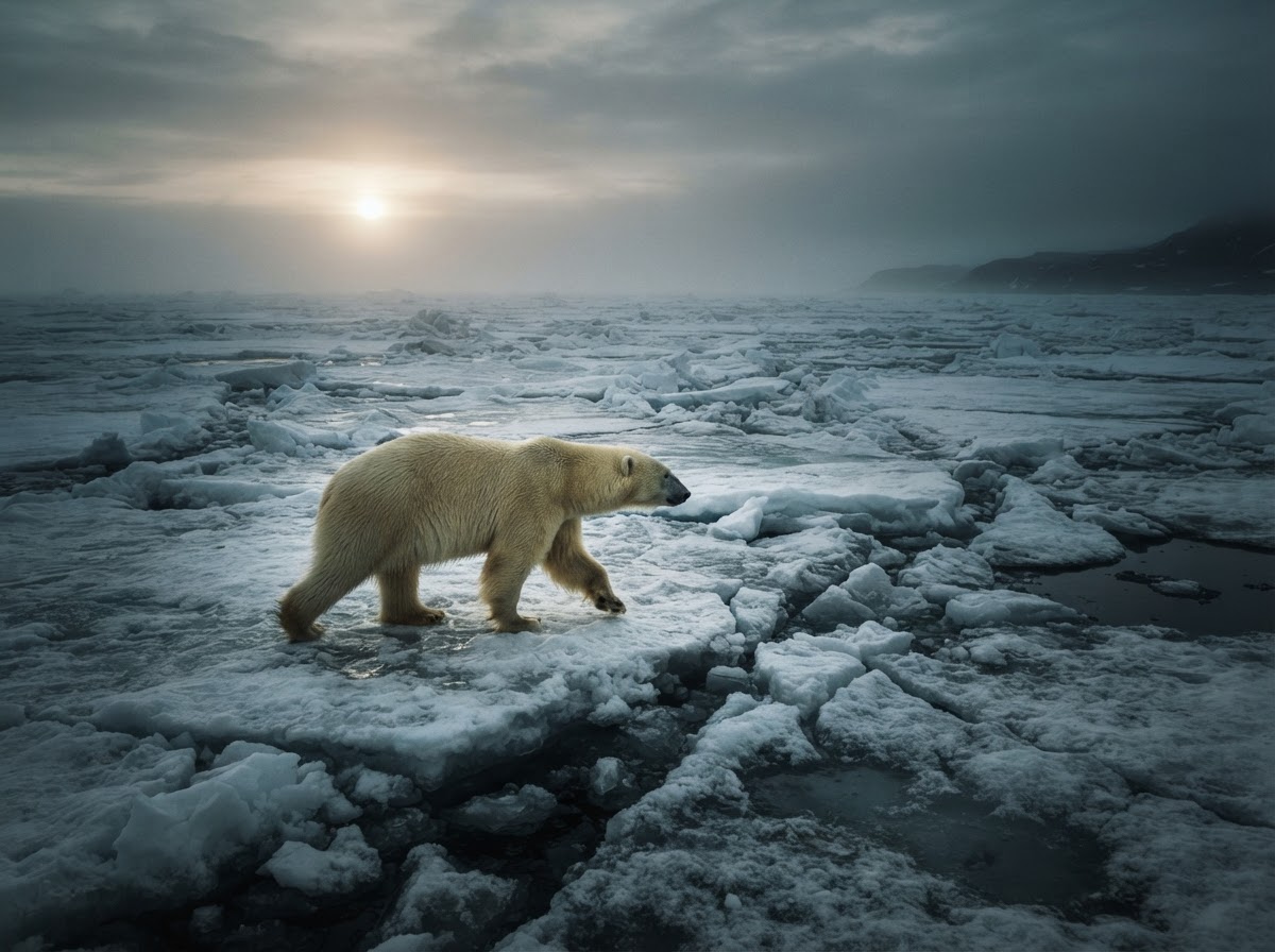 Polar bear — Fast Ice, Late Season, Storfjorden, Svalbard