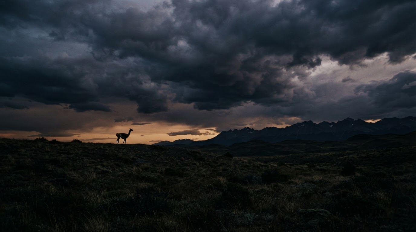 Guanaco — Storm Country, Torres del Paine, Patagonia