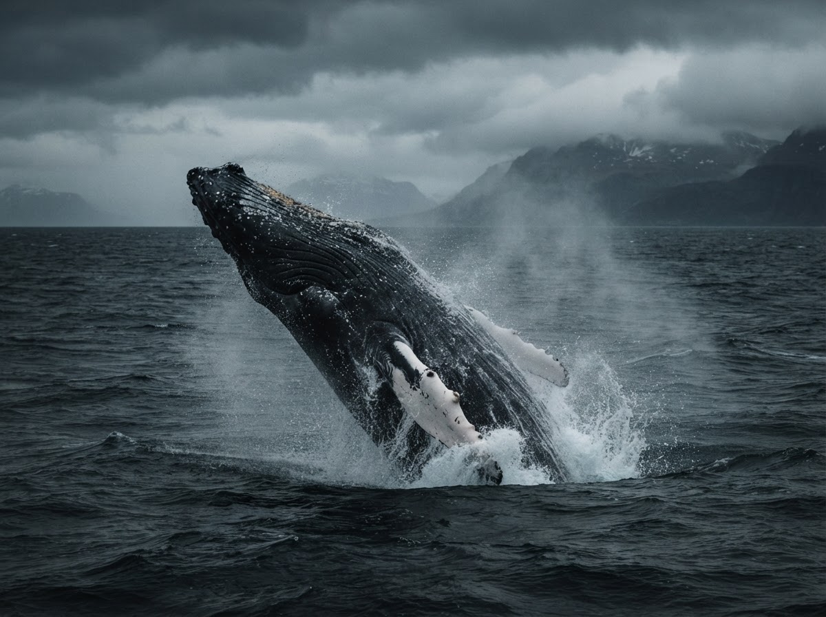 Humpback whale — Breach, Grey Water, Vava’u, Tonga